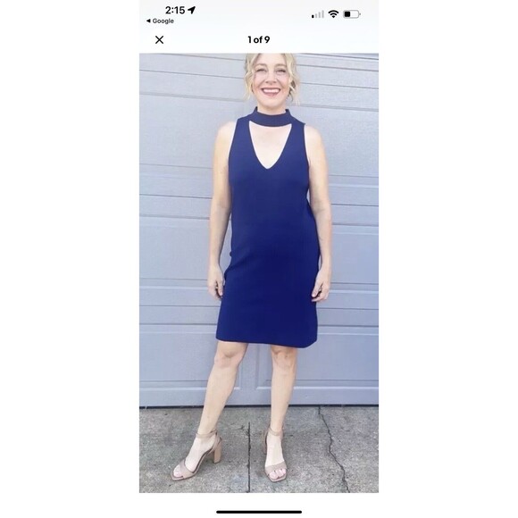 Milly Italian Structured Shift Dress Navy Blue Sz S - Picture 12 of 13